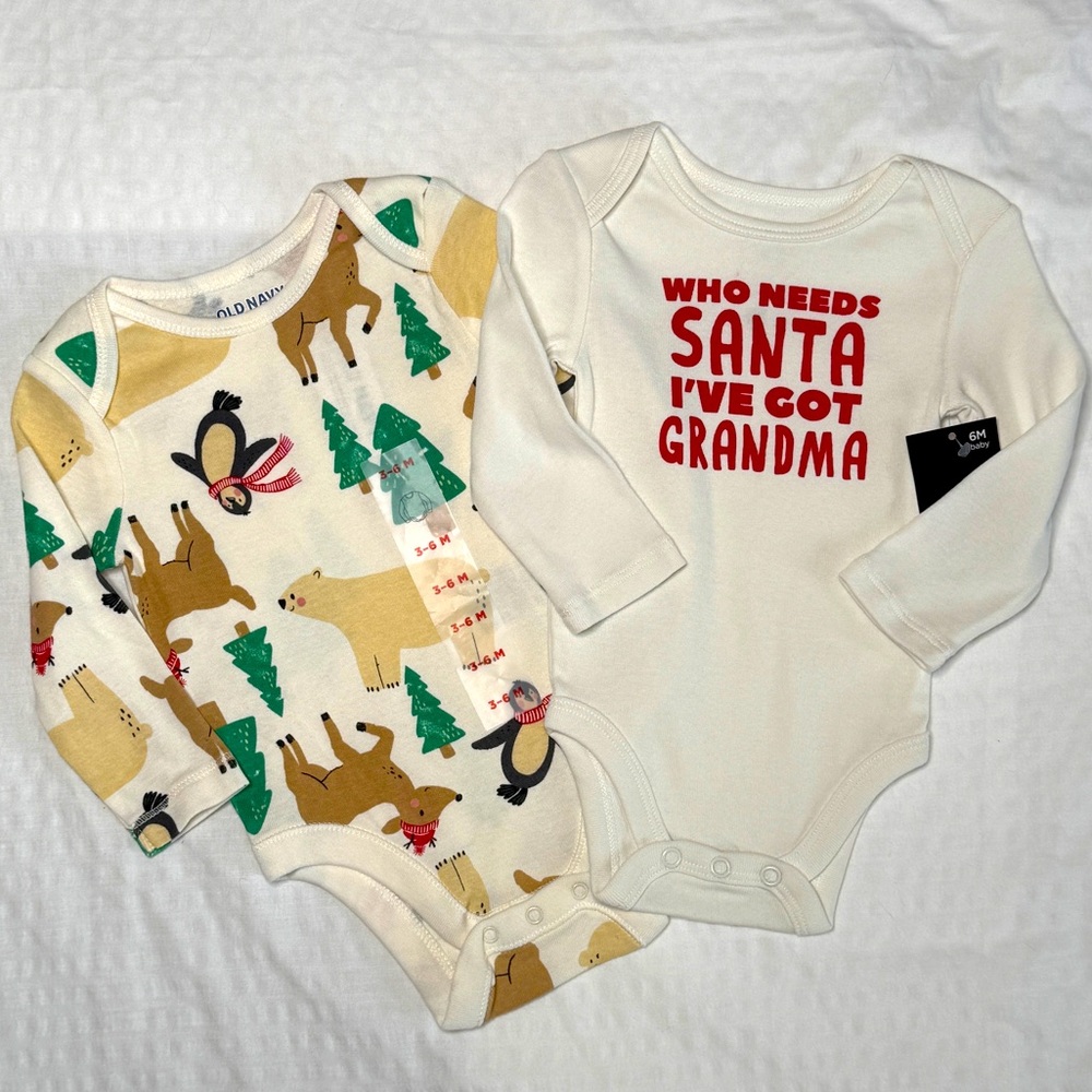 Holiday Themed 2pc bodysuits Set baby infant size 3-6 months NWT